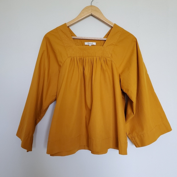 Madewell Square-Neck Wide Sleeves Top in Mustard - Picture 4 of 12